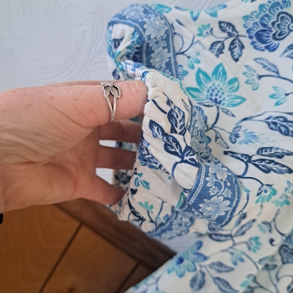 Old Navy Boho Blue Floral Dress - Small - Picture 4 of 8